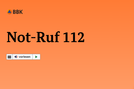 Teil von der Internet·seite in Leichter Sprache vom BBK zum Thema: Not·ruf 112.