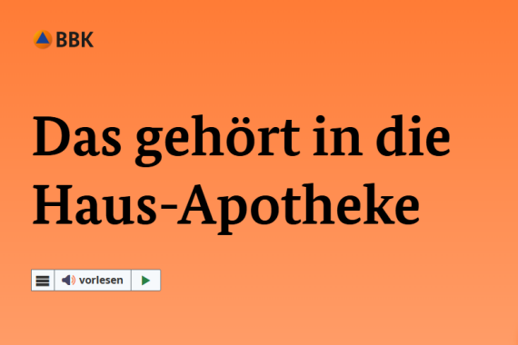 Teil von der Internet·seite in Leichter Sprache vom BBK zum Thema: Was gehört in die Haus·apotheke?