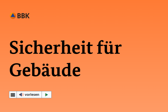Teil von der Internet·seite in Leichter Sprache vom BBK zum Thema: Sicherheit für Gebäude im Notfall.