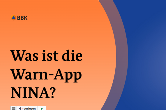 Teil von der Internet·seite in Leichter Sprache vom BBK zum Thema: Warn-App NINA.