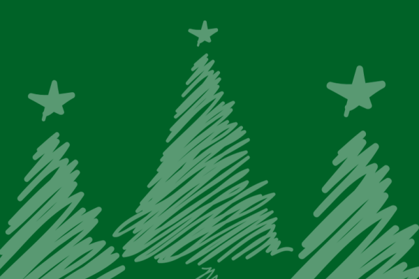 Christbaummarkt Banner mit stilisierten Christbäumen