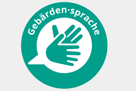 Das Label für Deutsche Gebärden·sprache von der Stadt Nürnberg.