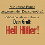 Bilderrahmen mit Drohung gegen die "Feinde" des Hitler-Grußes, um 1940.