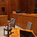 Blick in den Saal 600 mit aufgebautem Podium.