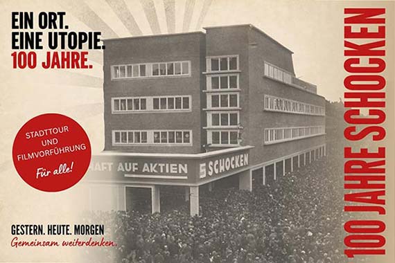 Postkarte "Kaufhaus Schocken, Nürnberg. Am Tage der Eröffnung – 11. Oktober 1926".
