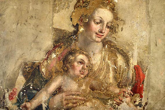 Gabriel Weyer: Mutter mit Kind, 1613, Freskofragment aus dem Rathaussaal.