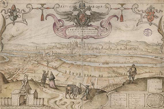 Joris und Jacob Hoefnagel: Regensburg, von Norden aus gesehen, um 1594.