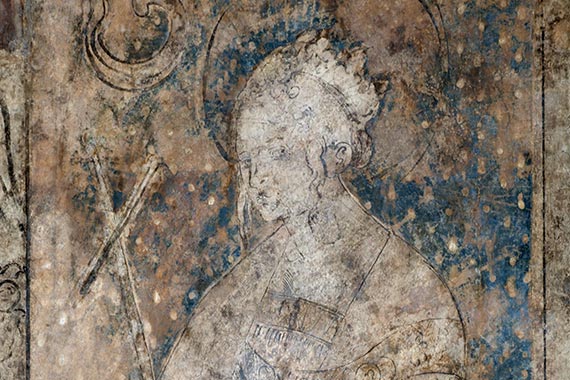 Hl. Margaretha, um 1513/15, Ausschnitt aus dem neu entdeckten Wandgemälde im Stephansdom.