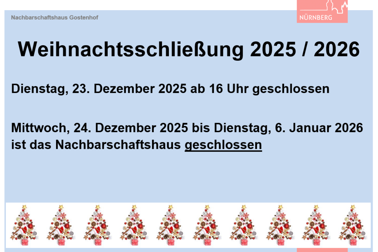 Bild © Sabine Vogel / Stadt Nürnberg Informationen zu den Öffnungszeiten während der Weihnachtsfeiertage und zum Jahreswechsel, Bild © Sabine Vogel / Stadt Nürnberg