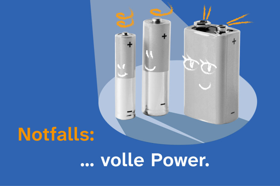 Notfalls volle Power: Licht und Energie dank Batterien, Akkus und Taschenlampen., Bild © Stadt Nürnberg