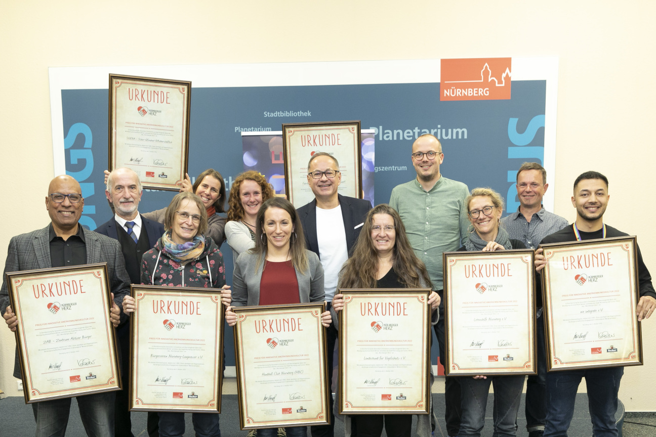 Preisverleihung des 11.,12. und 13. Nürnberger Herzpreises im Rahmen der Langen Nacht der Demokratie