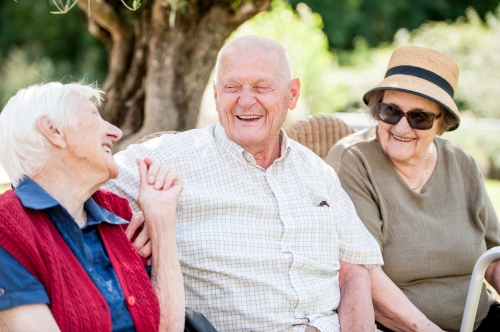Senior*innen sitzen im Park