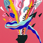 Illustration eines Kopfes voller Ideen