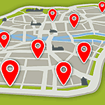 Stadtplan mit Orte-Pins