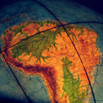 Detailsaufnahme Lateinamerikas auf einem Globus