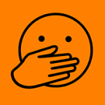 Strichzeichnung eines Emojis, welches sich die Hand vor den Mund hält
