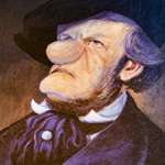 Karikaturhaftes Portrait von Richard Wagner