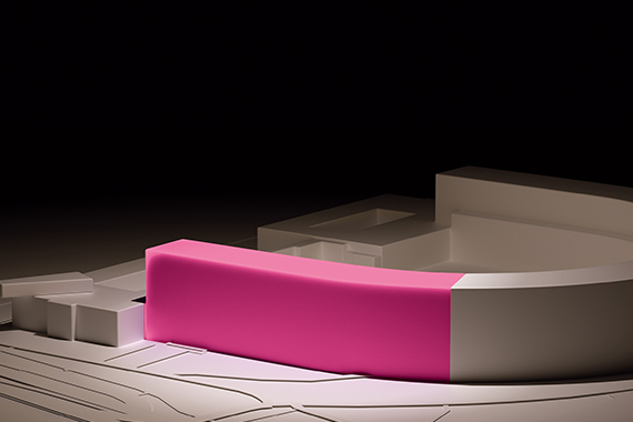 Computergrafik der Kongresshalle mit dem pink eingefärbten Segment #1