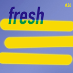 Blauer Hintergrund mit drei waagerechten, leuchtend gelben Balken. Darüber steht das Wort „fresh“.