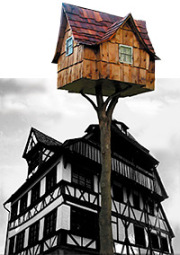 Mobiles Baumhaus vor dem Dürerhaus