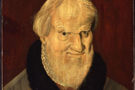 Porträt des Dichters Hans Sachs mit Bart und Pelzkragen, auf einem alten Druck dargestellt