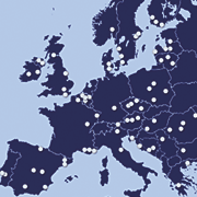 Die Partnerstädte auf einer Europakarte