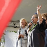 Frau Prof. Dr. Lehner (Kulturbürgermeisterin), Rolf Thoma (1. Vorsitzender des YCN) und Barbara Schwesig (Projektbüro) begrüßen das Publikum