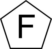 Prüfzeichen - Buchstabe F in einem Fünfeck