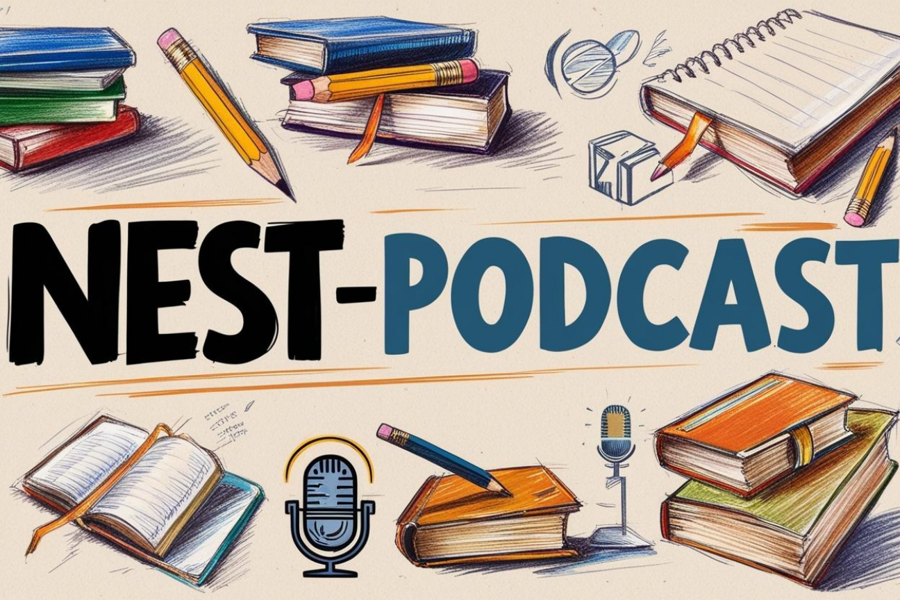 Bild © Stadt Nürnberg KI-generiertes Bild mit einem Mikrofon, Büchern und Stiften., Bild © Stadt Nürnberg