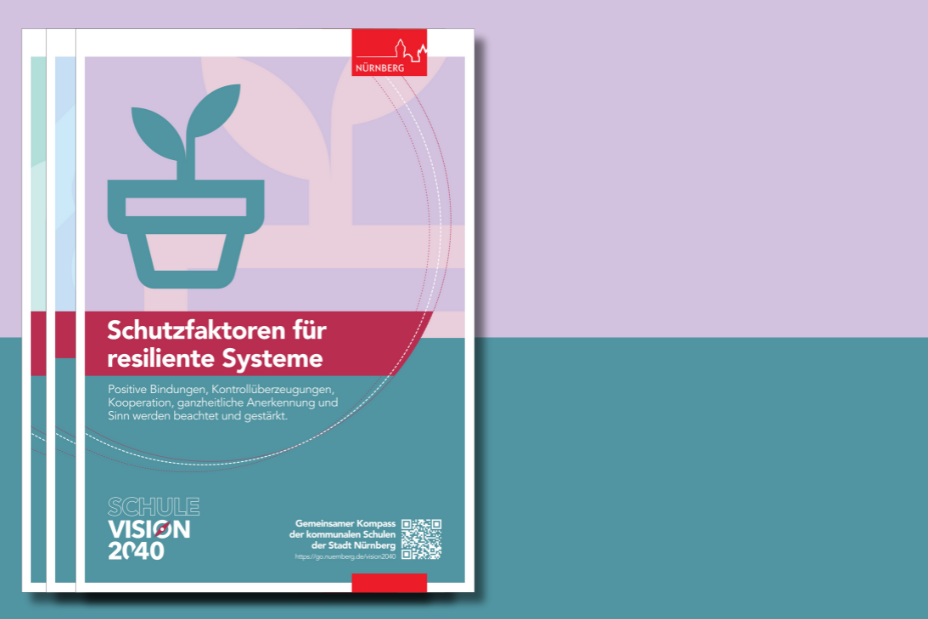 Bild © IPSN / Stadt Nürnberg Flyer zum Zielraum "Schutzfaktoren für resiliente Systeme" der Schule Vision 2040, Bild © IPSN / Stadt Nürnberg