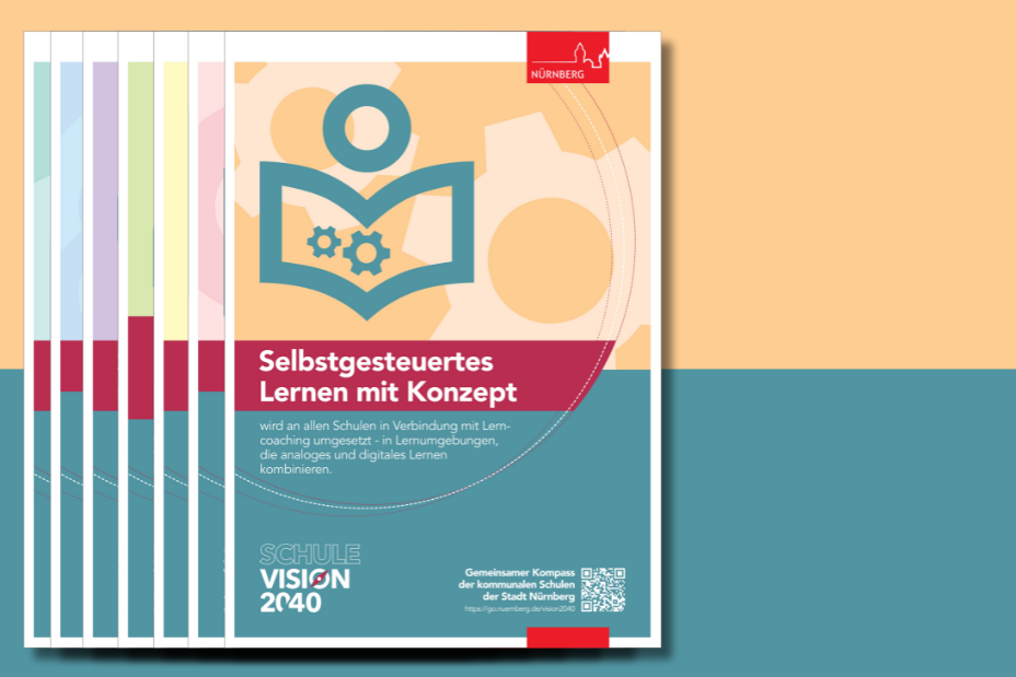 Bild © IPSN / Stadt Nürnberg Flyer zum Zielraum "Selbstgesteuertes lernen " der Schule Vision 2040, Bild © IPSN / Stadt Nürnberg