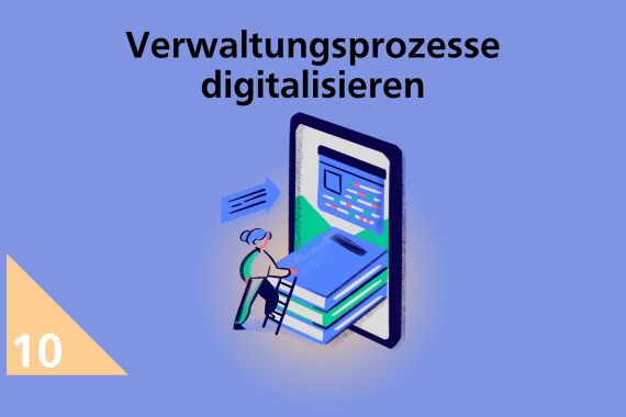 Logo "Verwaltungsprozesse digitalisieren" der Reihe "Boost your Skills" der Medienpädagopgik des IPSN