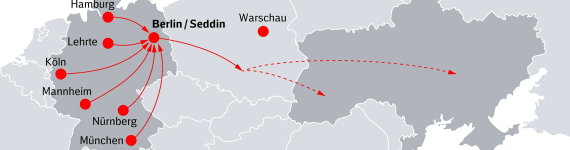 Grafik der Schienenbrücke von Deutschland in die Ukraine