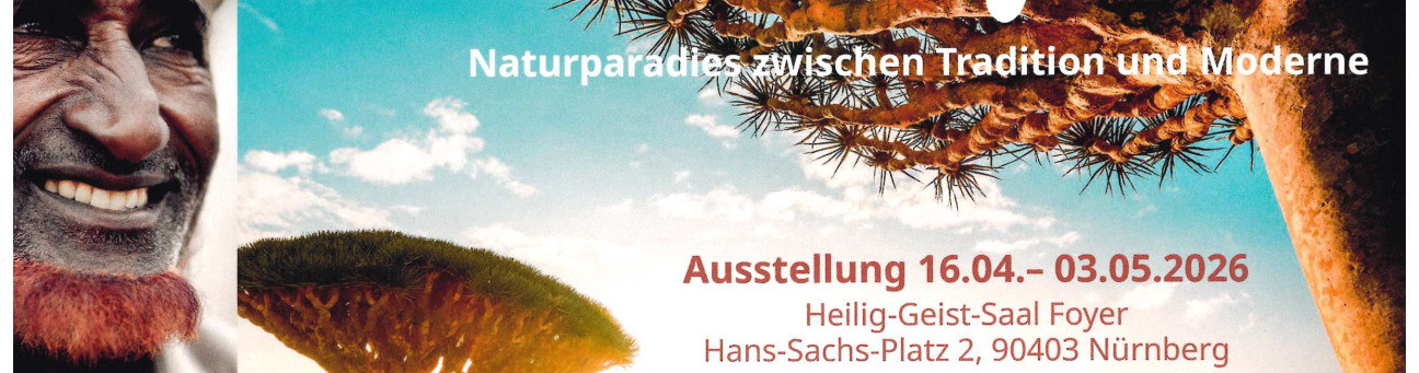 Flyer zur  Ausstellung "Soqotra - Naturparadies zwischen Tradition und Moderne"