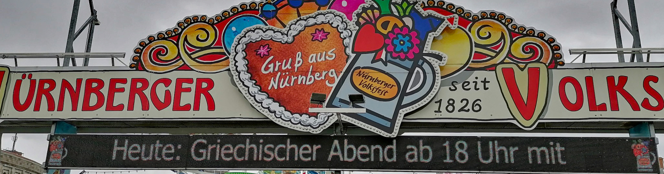 Nürnberger Volksfest - Schild zum Griechischen Abend