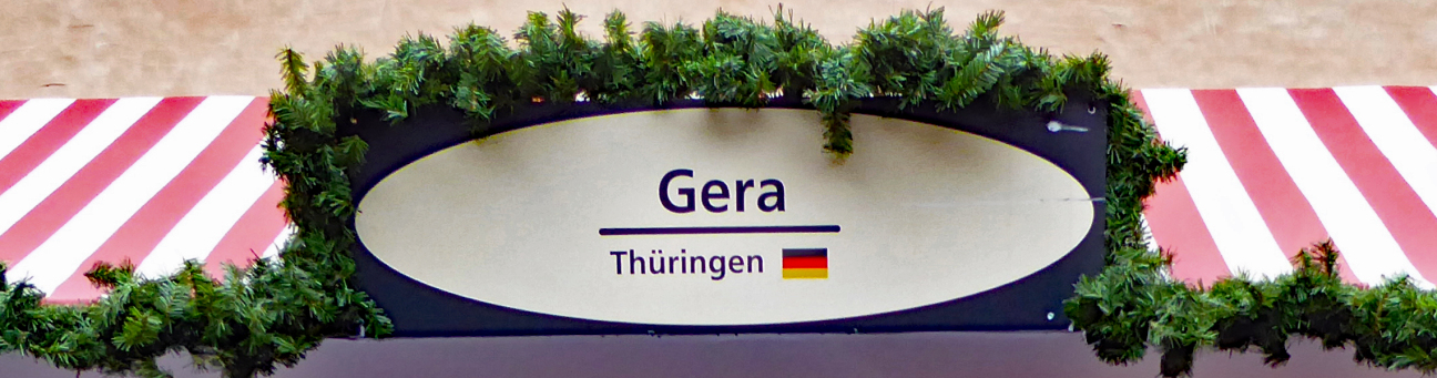 Bild © IB, Stadt Nürnberg Schild an der Gera Bude am Markt der Partnerstädte in Nürnberg, Bild © IB, Stadt Nürnberg