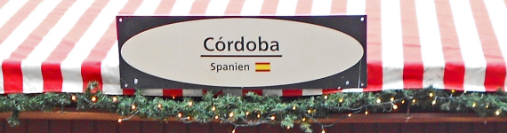 Schild der Cordóba Bude am Markt der Partnerstädte in Nürnberg