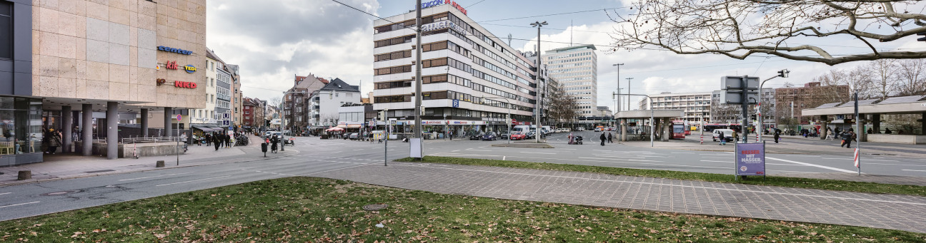 Blick von Osten über den Plärrer und die Gostenhofer Hauptstraße