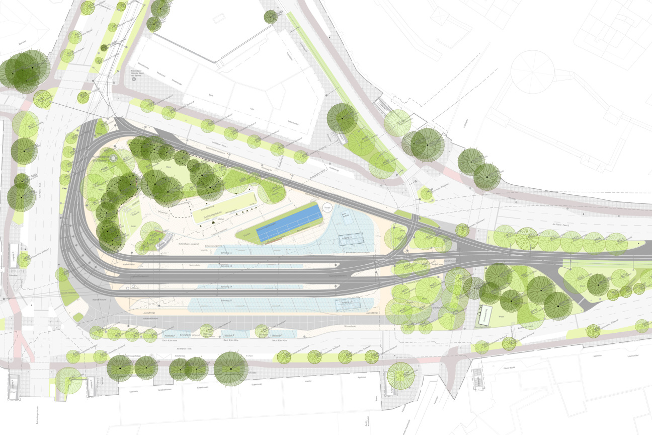 Plan der Freianlagen für den Plärrer-Umbau
