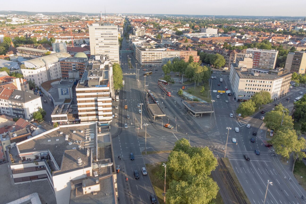 Luftbild des Plärrers im heutigen Zustand
