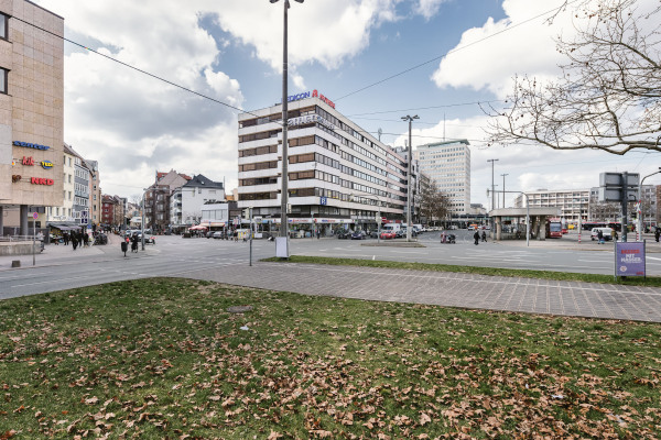 Blick von Osten über den Plärrer und die Gostenhofer Hauptstraße
