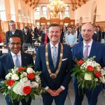 Bei der konstituierenden Sitzung hat der neue Nürnberger Stadtrat am Mittwoch, 6. Mai 2026, eine neue Stadtspitze gewählt: (von links nach rechts) 3. Bürgermeister Dr. Nasser Ahmed, Oberbürgermeister Marcus König und 2. Bürgermeister Andreas Krieglstein.