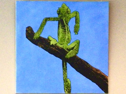 Bild © NünrbergBad / Stadt Nürnberg Foto: Ein Bild von einem grünen Gecko an der Wand., Bild © NünrbergBad / Stadt Nürnberg