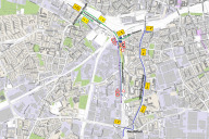 Bild Fahrbahndeckensanierung auf dem Frankenschnellweg: Umleitungsempfehlungen in Richtung Nürnberg-Hafen sind ausgeschildert. Der Verkehr wird einspurig im Gegenverkehr an der Baustelle vorbeigeführt. Es gilt Tempo 50.
