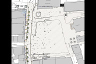 Bild Der Plan zeigt die Standorte der mobilen Bäume an der Westseite des Hauptmarkts.  