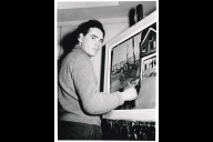 Bild Oskar Koller malend, 1950er-Jahre, Nachlass des Künstlers.