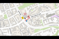 Bild Der Lageplan zeigt die Sperrung eines Teilstücks der Äußeren Sulzbacher Straße. Wegen einer Fahrbahndeckensanierung ist der Abschnitt von Montag bis Freitag, 17. bis 21. März 2025, stadtauswärts für den motorisierten Verkehr gesperrt. 