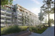 Bild Wettbewerb Gensfelderweg: : Aus dem Wettbewerb Gensfelderweg gingen zwei Preisträger hervor: Die Visualisierung zeigt den Sieger-Entwurf der g2o Architekten GmbH aus Stuttgart (Blick in den Innenhof).