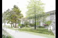 Bild Wettbewerb Gensfelderweg: Aus dem Wettbewerb Gensfelderweg gingen zwei Preisträger hervor: Die Visualisierung zeigt den Sieger-Entwurf des Büros raum.land architekten und stadtplaner aus Nürnberg (Blick in den Innenhof).