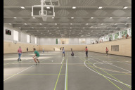 Bild Visualisierung der Dreifachsporthalle Parlerstraße in Wetzendorf mit Blick in den Innenraum.